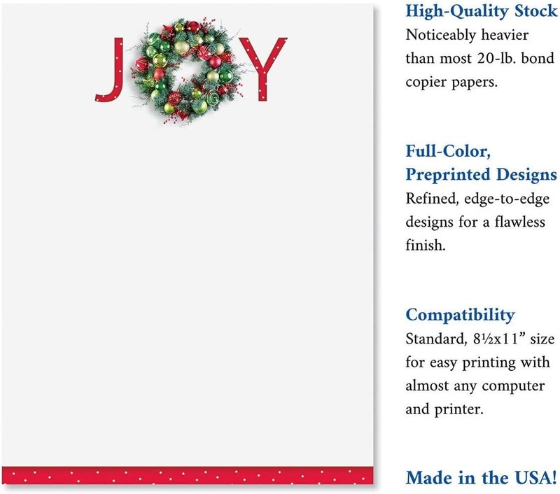 Current Great Joy Holiday Letter Paper - Set of 25 Christmas stationery papers are 8 1/2" x 11", compatible computer paper - Image 4